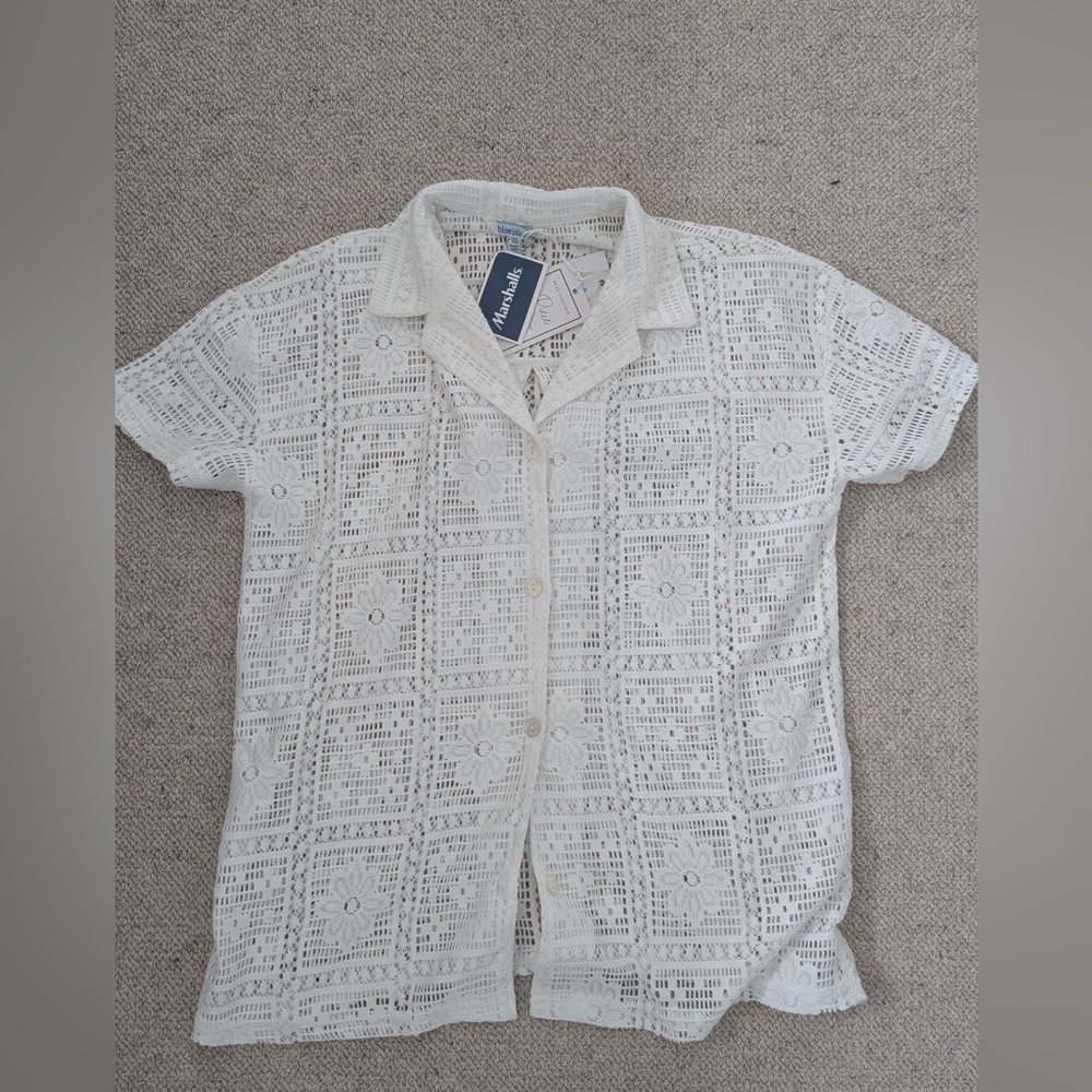 NWT eyelit fabric mesh polo shirt